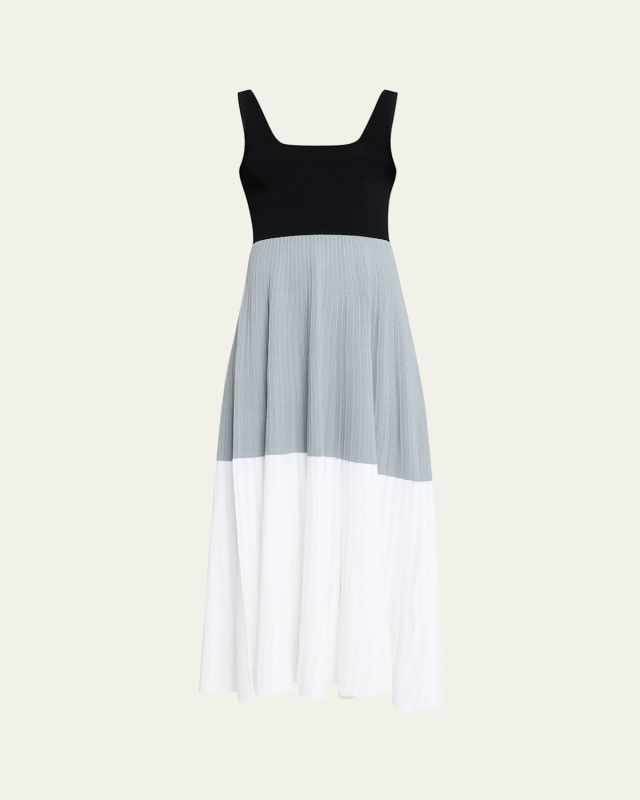Color Block Square-Neck Midi Dress